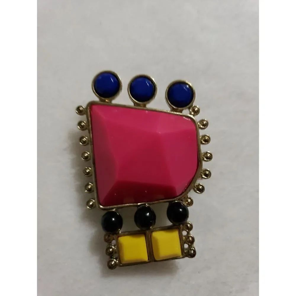 Unbranded Goldtone Multicolored Plastic Stones Ring